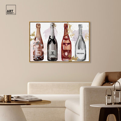 Glam champagne douches sur toile, art glamour par Art Remedy