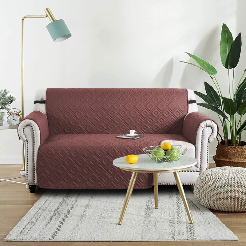 Waterproof Reversible Sofa Cover Quilted Anti-Slip Couch Protector with Adjustable Strap, 2 Seater: 179cm H × 224cm W