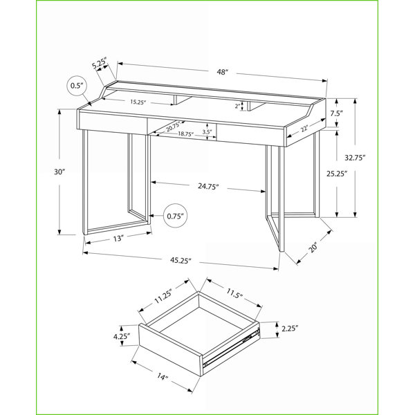 Latitude Run® Desks, 48” Modern Home Office Computer Desk with Storage ...