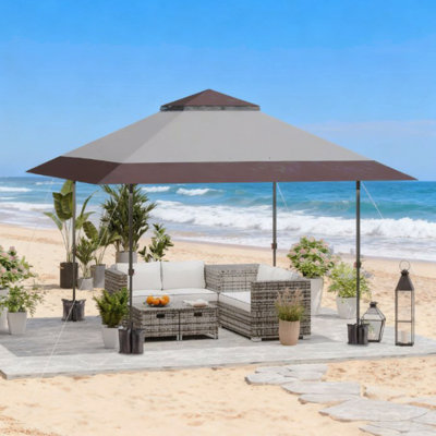 Pavillon de jardin escamotable, pour une utilisation festive avec sac de transport à roulettes et sacs de sable
