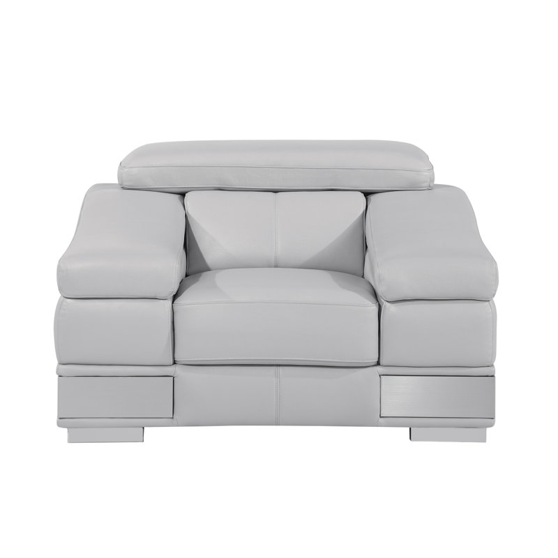 Chaise en cuir italien à grain supérieur, Gris clair