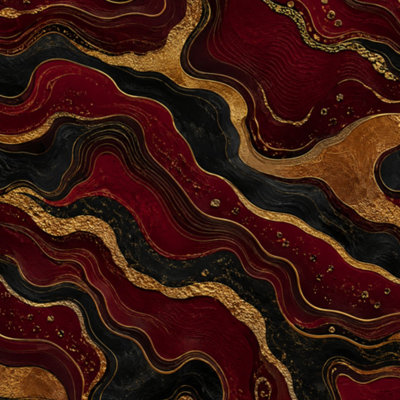 Rouleau de papier peint auto-adhésif amovible, rouge, marbre, bourgogne, noir, malachite, veines d'or, l 17,7 po x H 118 po