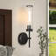Ensemble de deux appliques murales modernes, éclairage mural intérieur avec abat-jour en verre transparent, installation câblée pour la salle de bain, la chambre à coucher, le salon et le couloir