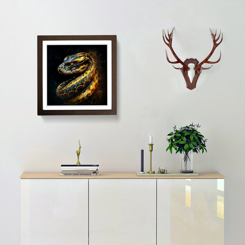 Python Digital - Single Picture Frame Print on Wood, Walnut