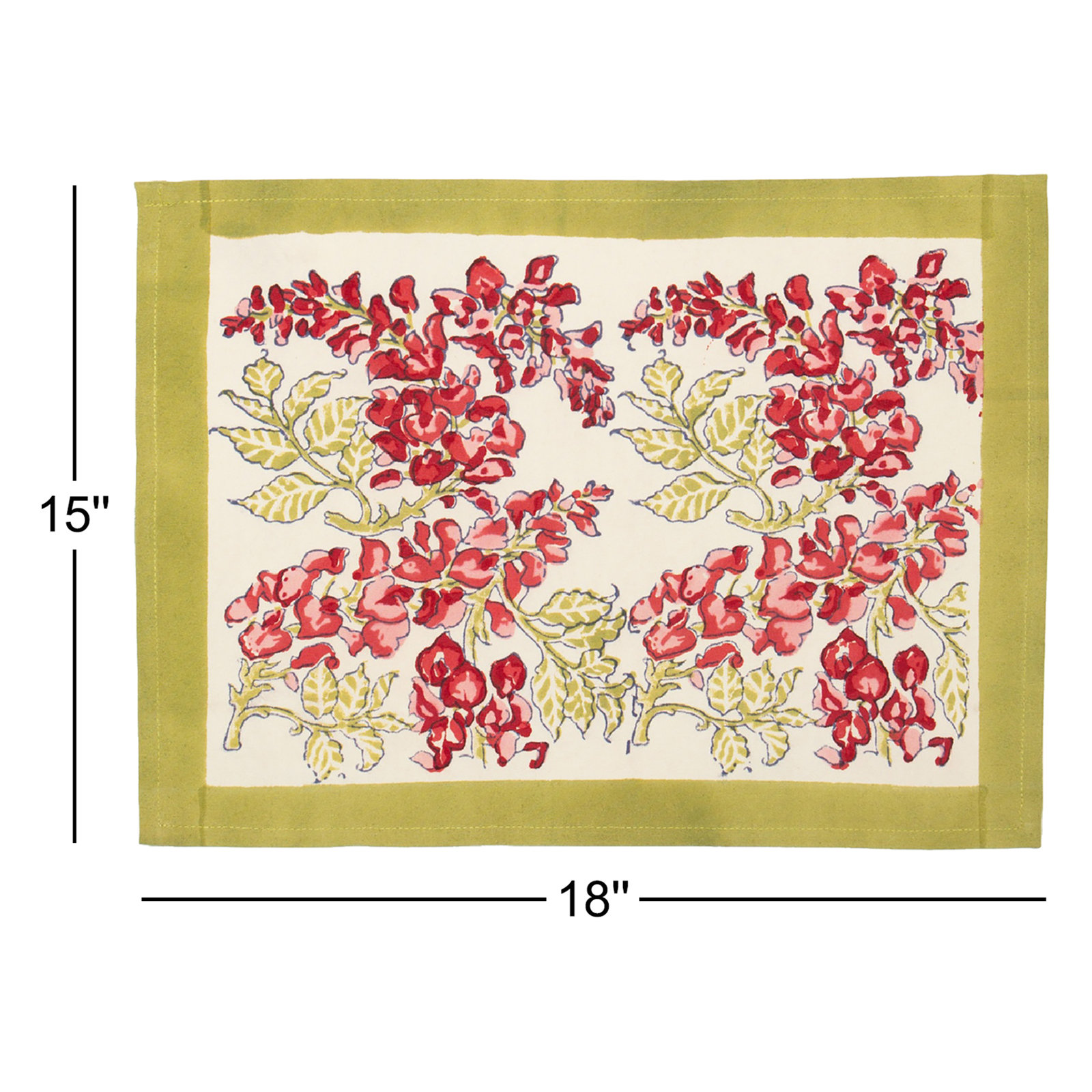 Kappa Cotton Placemat, Green/Pink