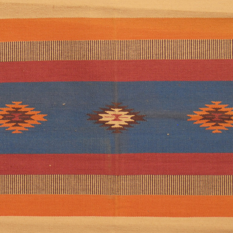 Tapis unique en laine noué à la main nouvel âge 3 pi x 5 pi Cavender - rouge / bleu / orange