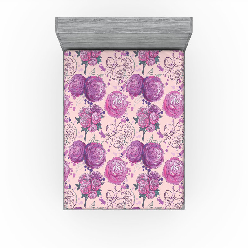Drap-housse Ambesonne Peony, Drap-housse très grand californien