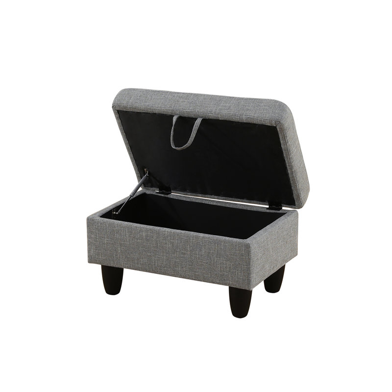 Canapé modulaire rembourré réversible avec repose-pieds, Lin gris, Orienté vers la gauche