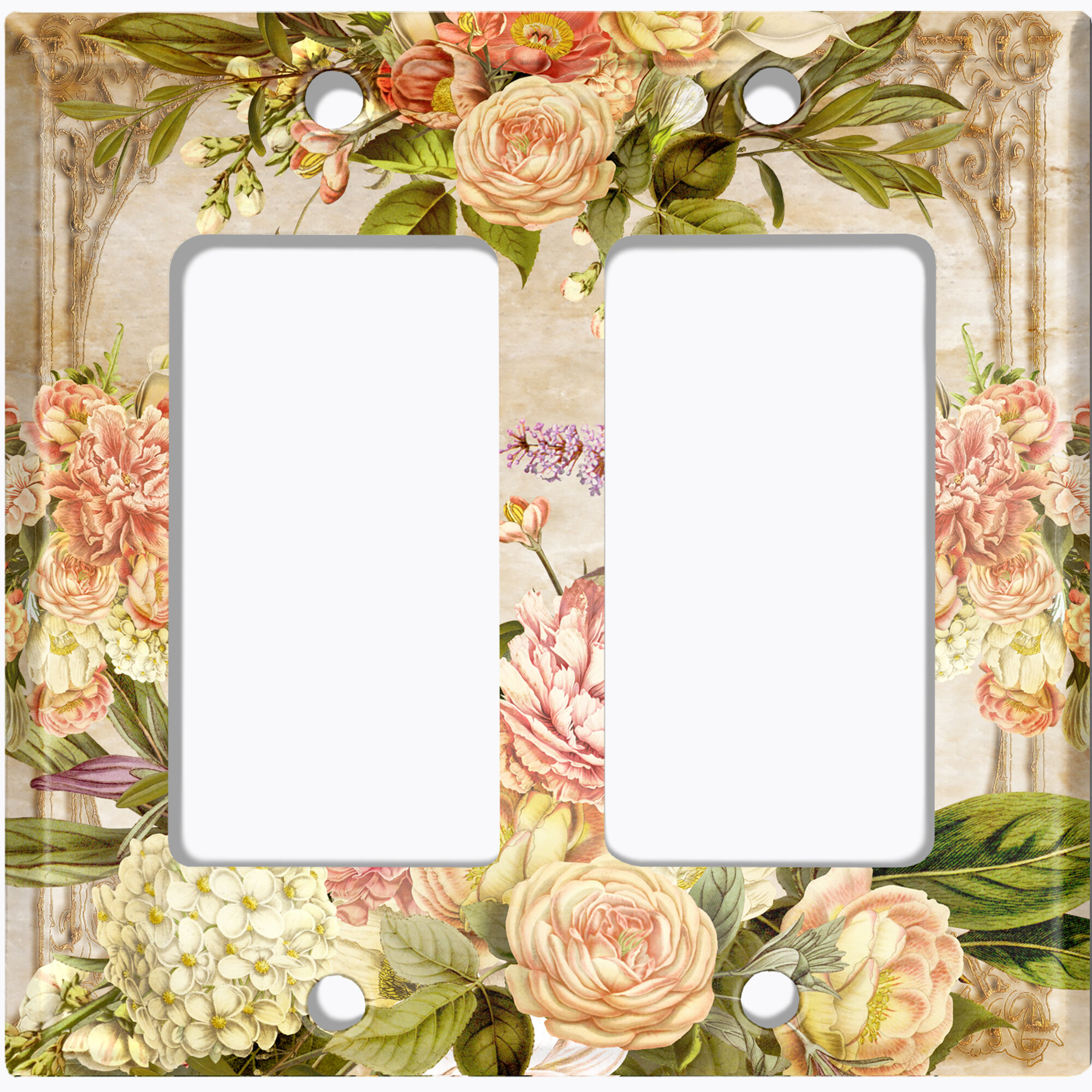 WorldAcc Vintage Rose 2-Gang Rocker Wall Plate | Wayfair