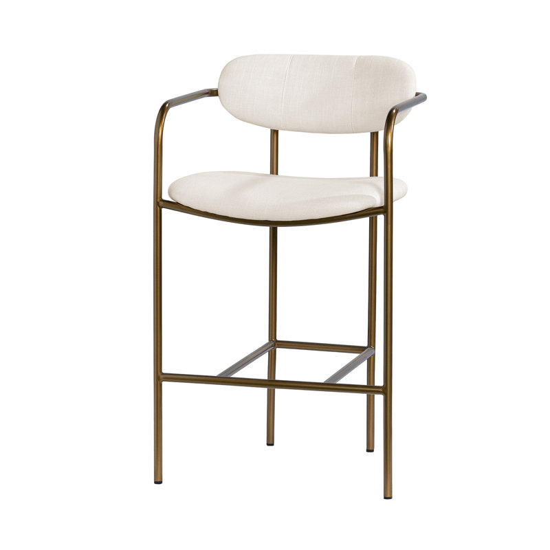 Tabouret en tissu Biélorussie, Or antique, Ivoire-crème