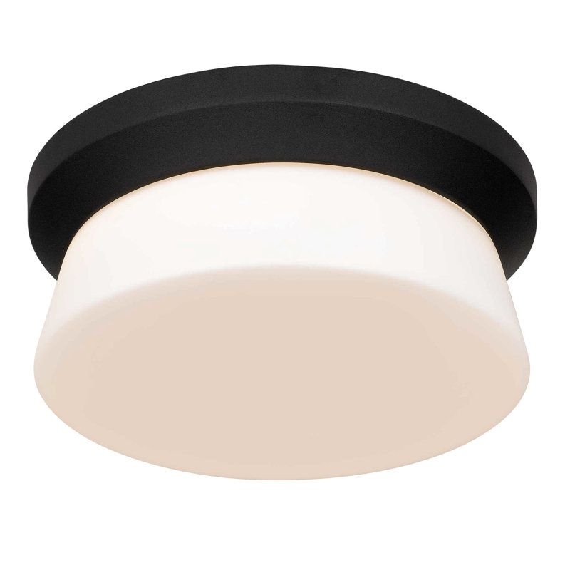 11 Inch Black Integrated Led Flush Mount With High - Efficiency 1450 Lumens 25W Led, 3 Color Temperature Alternatives  3000K / 4000K 5000K , Dimmable Compatible Dimmers, Etched White Glass Diffuser,