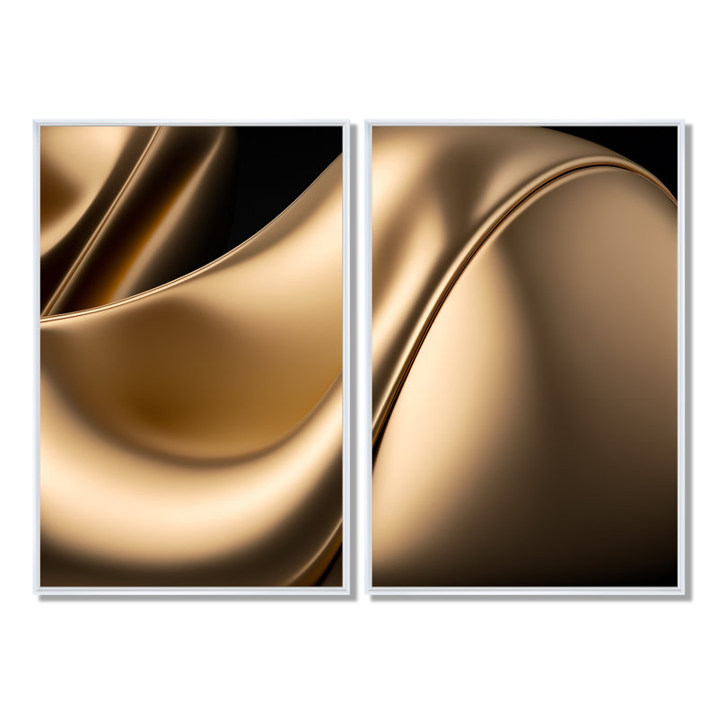 Cinda - Abstract Liquid Ink Wall Art, 36" H x 48" W, Framed Print without Mat, White