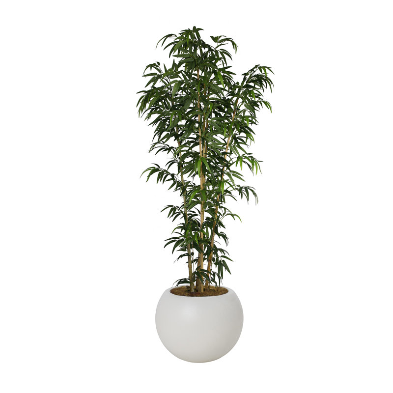 Arbre en bambou artificiel 79,75 po dans un pot à fleurs blanc