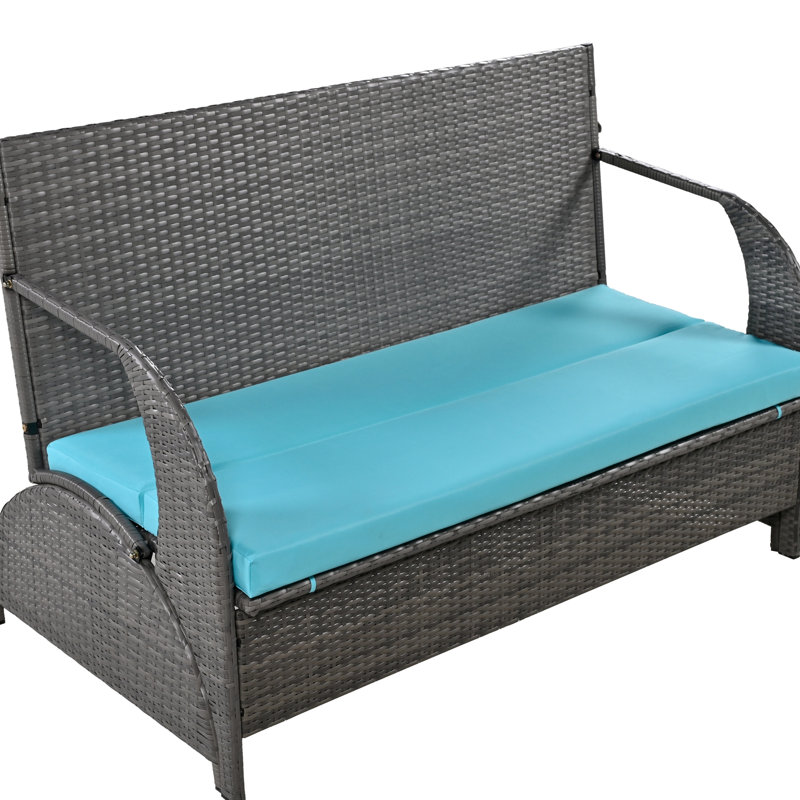 Outdoor Furniture: Turns To 4 Seats & Table, Easy Assemble And Move With Option: Into 4 Table . , Iron, . Blue. Assembly Instructions