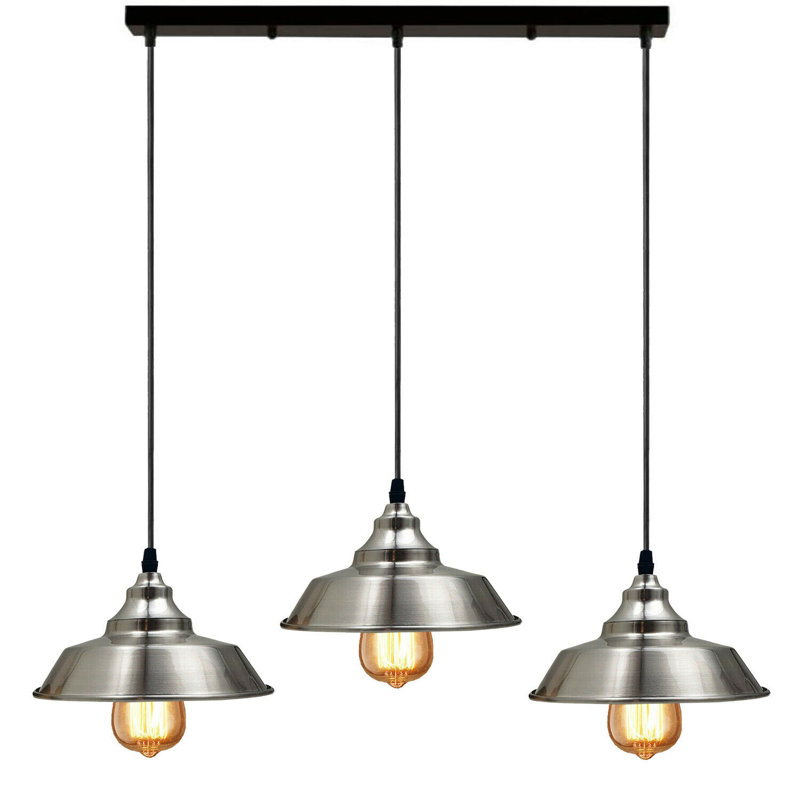 Olivia 3 - Light Silver Kitchen Island Pendant, Satin Nickel