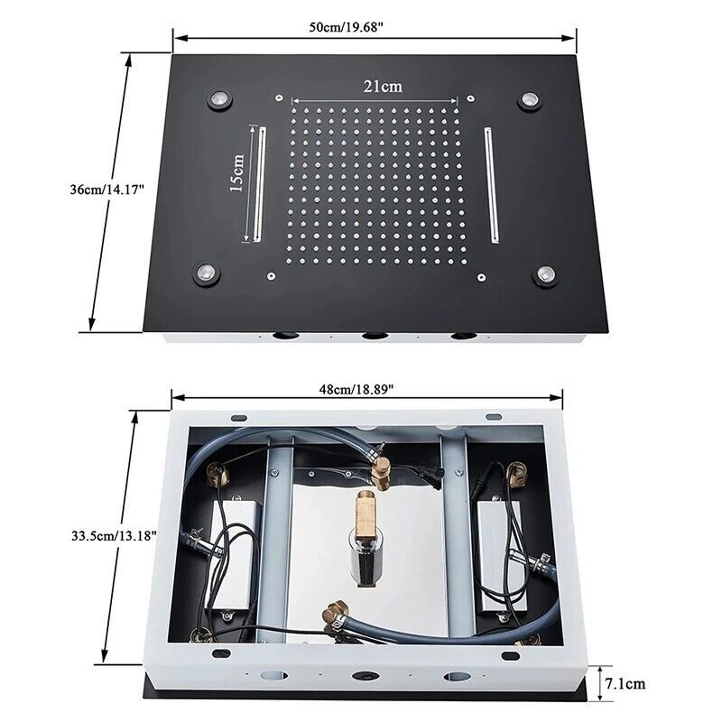 20"Shower Head Remote Control, Noir