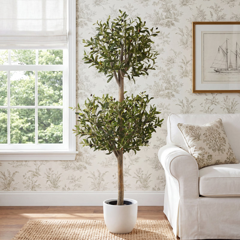 53'' Faux Olive Tree Topiary in Pot