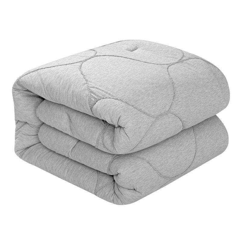 Ensemble d'édredon lavable en polyester gris à densité de tissage 180 fils, Très grand lit