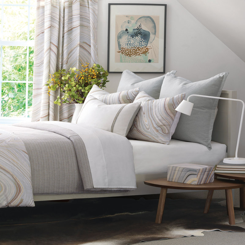 Blake Fleck Mineral Comforter Reversible, King Comforter, Hand Tacked, Gray/White