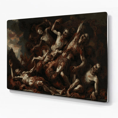 Halloween Zombies Brown Metal Wall Art