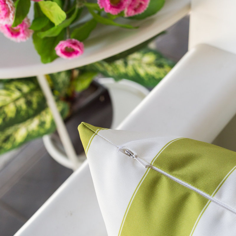 Josephine Striped Outdoor Reversible Throw Pillow, Lime