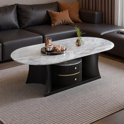 Table basse ovale haut de gamme avec tiroirs