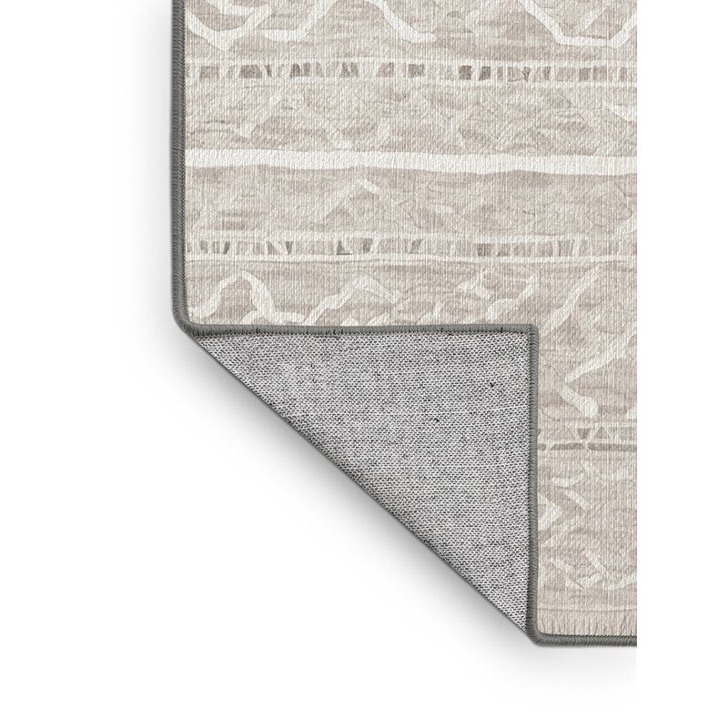 Machine Washable Gray Area Rug, Rectangle 5' x 8'