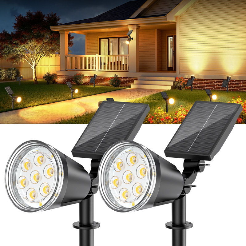 Solar Lights Outdoor, Adjustable Solar Spot Lights Outdoor, 2-in-1 Waterproof Solar Landscape Spotlights Wall Light, Dusk-to-dawn Solar Powered Outdoor Light For Garden, Yard, Pathway