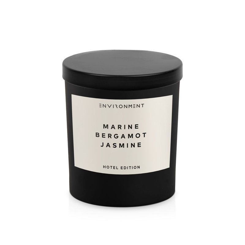 8oz Black Soy Candle with Marine, Bergamot, and Jasmine Scents