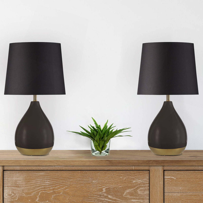 2-Tone Table Lamp Set Of 2, Black/Gold