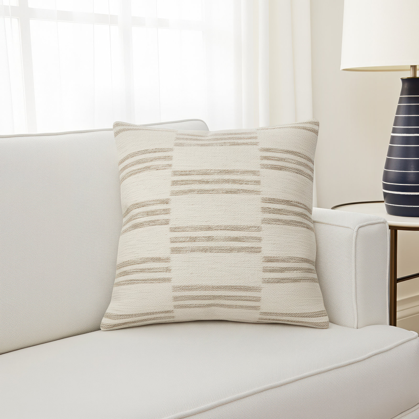 Amber Lewis x Loloi Jay Ivory / Sand Pillow, Polyester/Polyfill