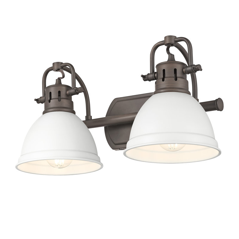 Meuble-lavabo 2 lumières Calica, Bronze huilé, Blanc mat