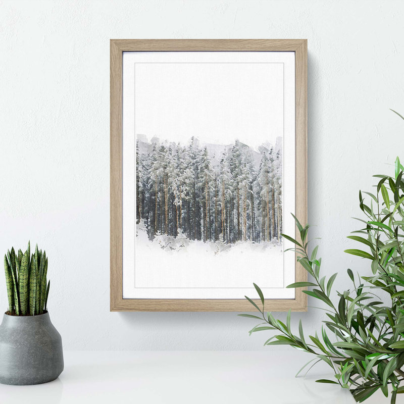 View of a Winter Forest - Picture Frame Painting Print, Oak Framed, 65cm H x 48cm W x 2cm D