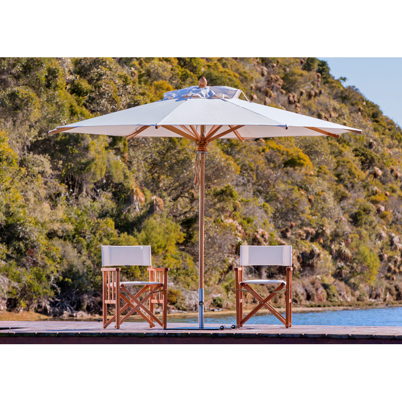 Safari 11.5' Round Umbrella, Square Metal w/ wheels+2.25" Stainless Steel Tube, Natural, 99.6" H x 137" W x 137" D