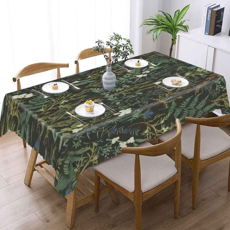 Housse de table botanique rétro avec bordure festonnée 60 po x 120 po pour les fêtes d'intérieur rustiques