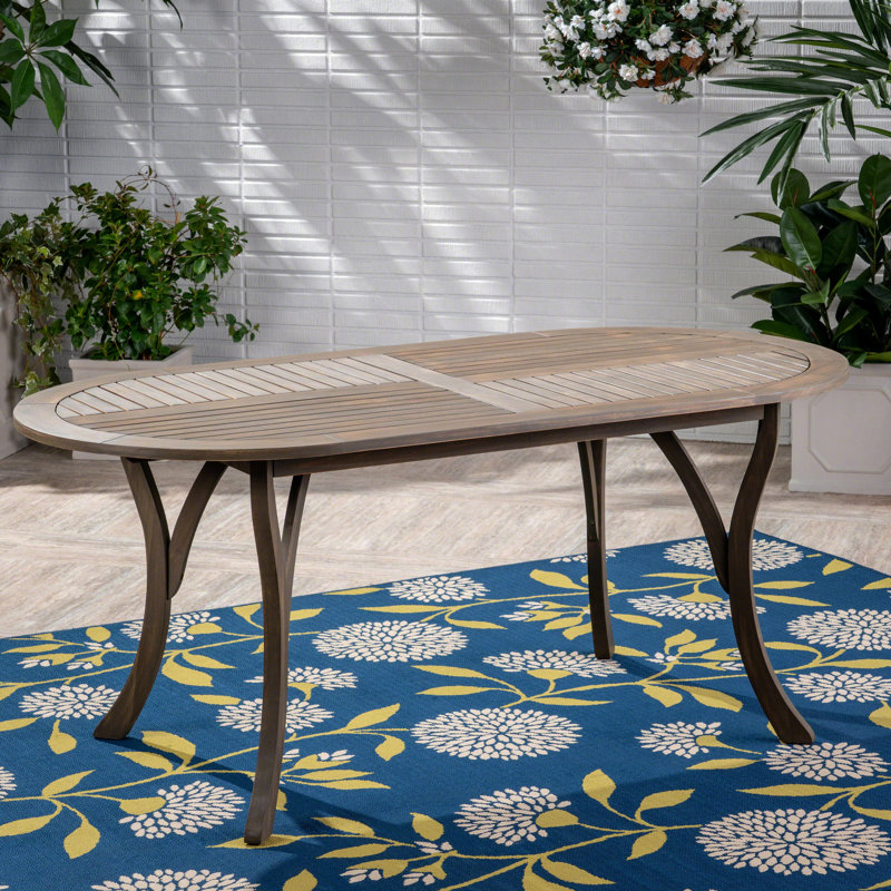 Table de salle à manger en bois 70 po - Design gris moderne pour patio avec mobilier élégant