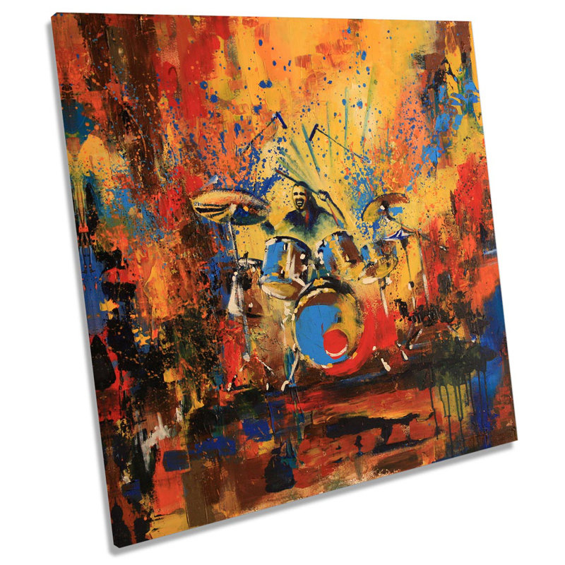 Drummer Drums Music Band - Wrapped Canvas Print, 40.6cm H x 40.6cm W x 2cm D