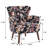 Upholstered Mid Century Modern Floral Accent Armchair with Solid Wood Legs-1694190710