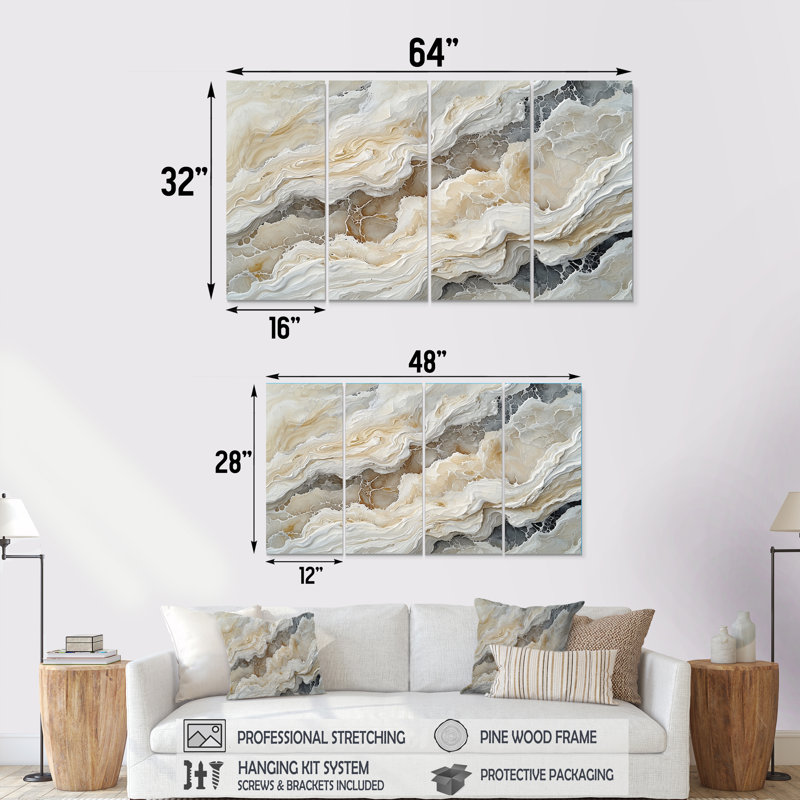 Ombretta - décoration murale en marbre - art mural moderne, H 28 po x l 48 po, 4