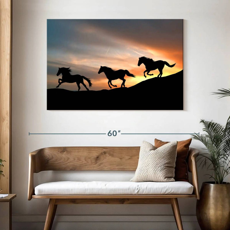 Chevaux sauvages au galop, H 32 po x l 48 po