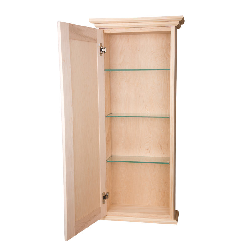 Corabelle Solid Wood Wall Bathroom Cabinet, Unfinished, 19.5H X 15.5W X 3.25D