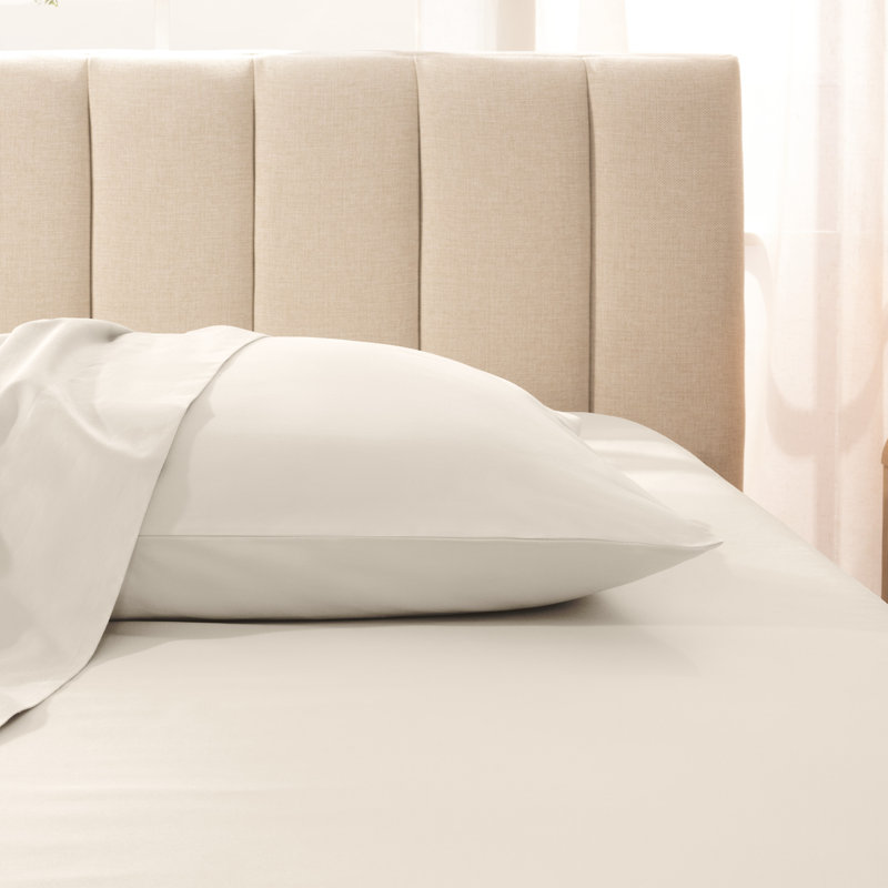 400 Thread Count  Cotton Sateen Pillowcase Set, 2 Standard Pillowcases, French Beige