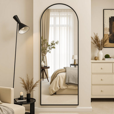 Freestanding Arched Mirror, Full Length Floor Mirror With Stand Or Wall Mount