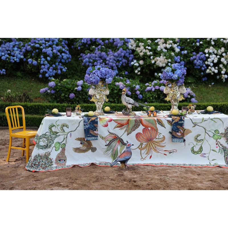 Thanda Nests Tablecloth - Cotton, 138" L x 78" W, Parakeet