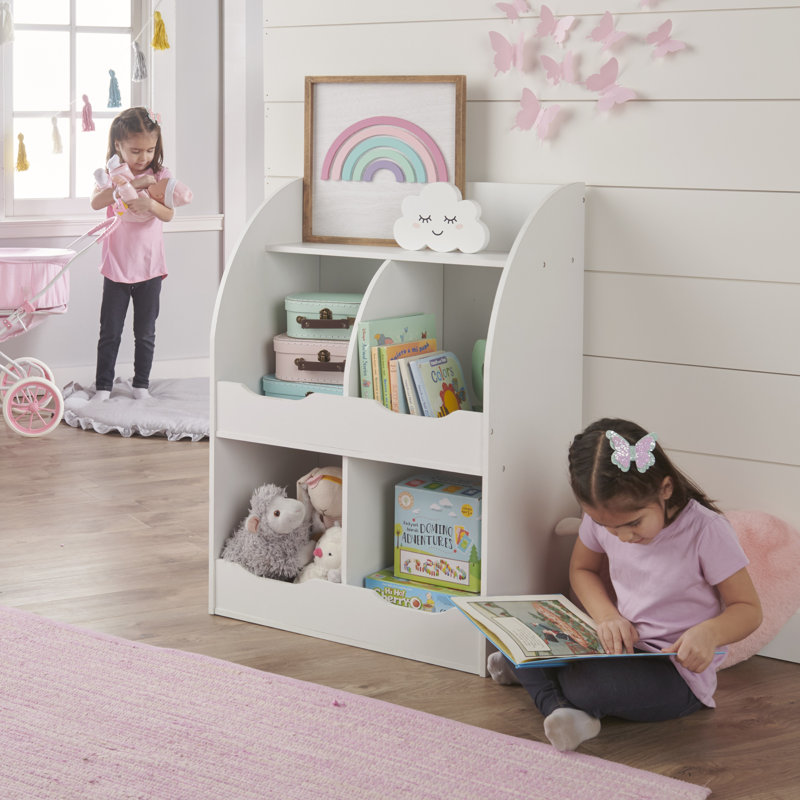 Bright White Multi-Cubby Toy & Book Organizer for Kids