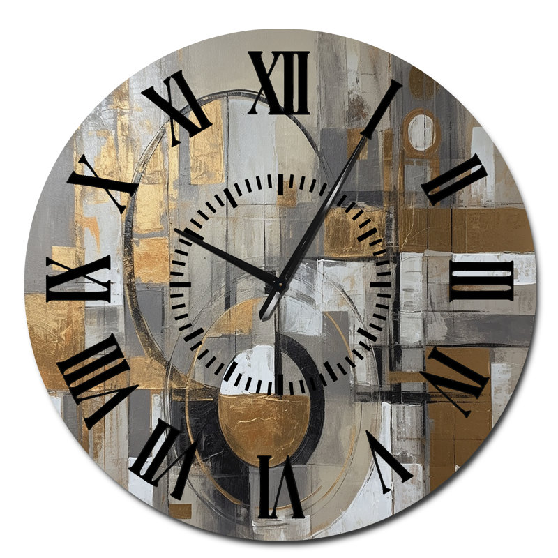 Horloge murale moderne or et grise Simplicity I - Modern Mid-Century, Surdimensionné