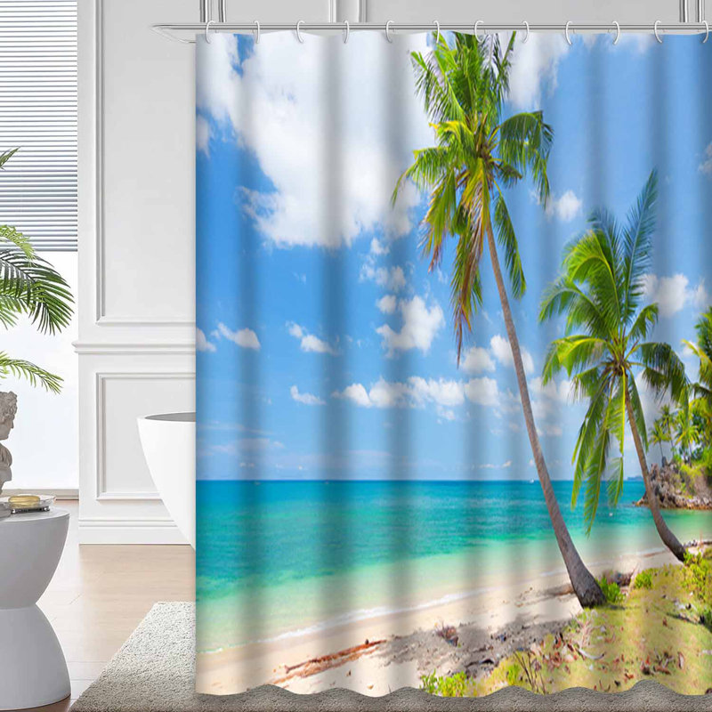 Rideau de douche à 12 crochets Tropical Beach, L 72 po x l 78 po