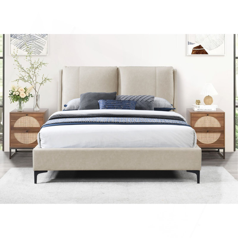 Upholstered Tan King Bed