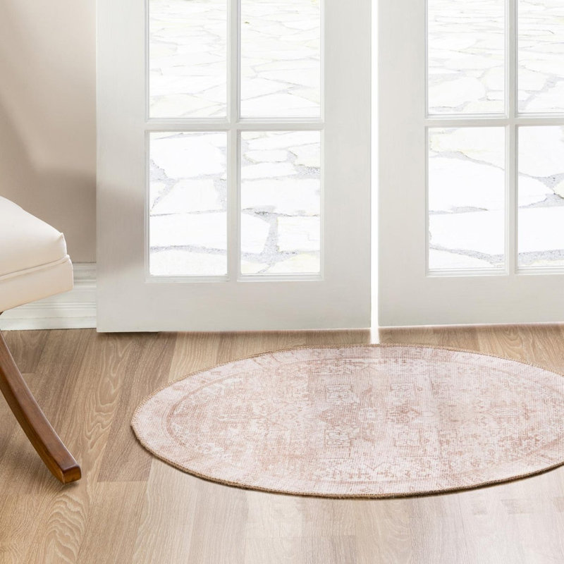 Tapis transitionnel Amilio de couleur beige / ivoire, Ovale 2 pi x 3 pi 1 po