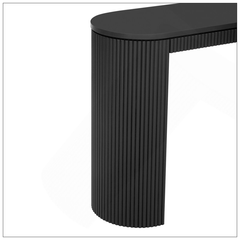 Console incurvée à rayures verticales uniques, idéale pour le salon, le bureau et l'entrée, Noir